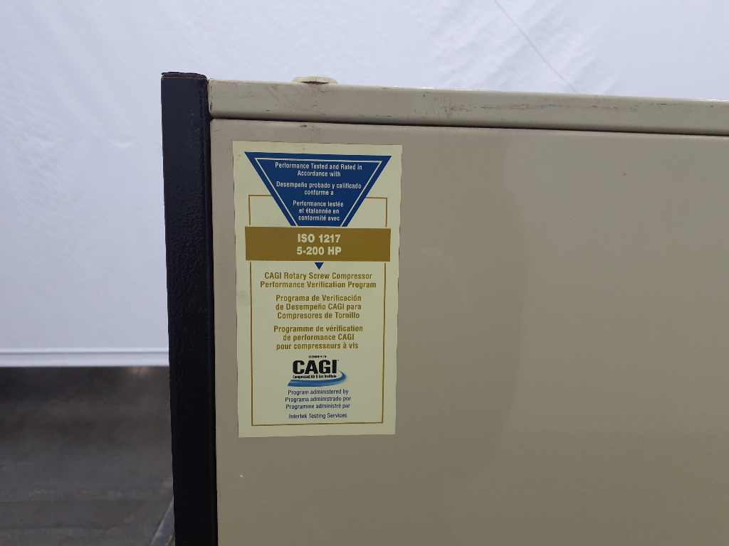 Etiqueta de programa de verificación de desempeño CAGI para Compresores de Tornillo